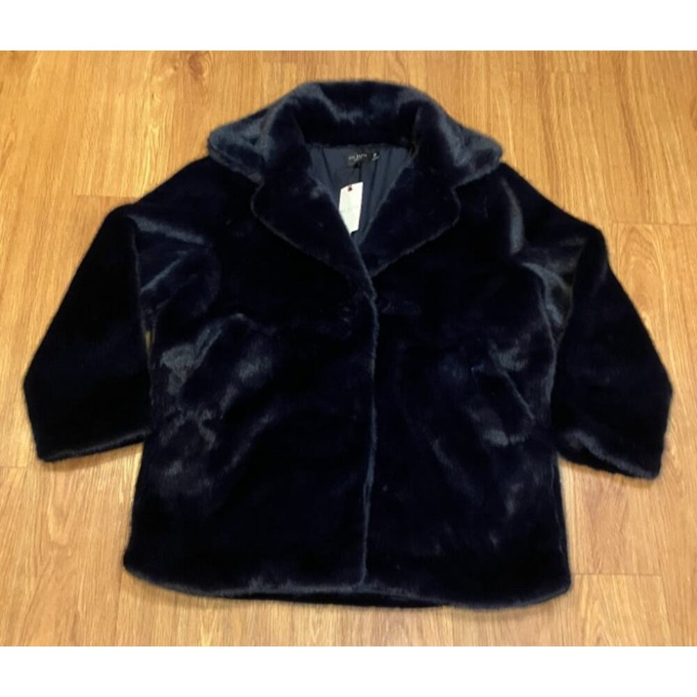 Ted Baker London Aryana Faux Fur Coat Baritone Blue  Size  M